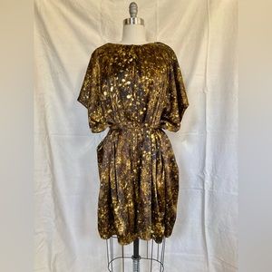 Silk photo print (flower meadow in sunset light) dress 40EU/10 contemporary